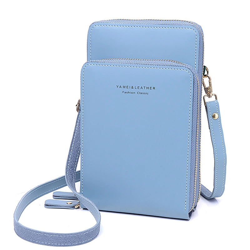 Синий New Women Designer Shoulder Bag Phone Coin Card Purse Flap Crossbody Bag Multi-function Double Zipper Wild Female Messenger Bag - Цвет: Синий