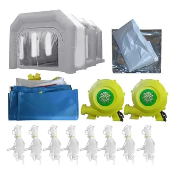 

6m Inflatable Oxford Cloth Foldable Spray Paint Booth Tent Commercial Function For Car Closed With Pedestal And Window US Plug