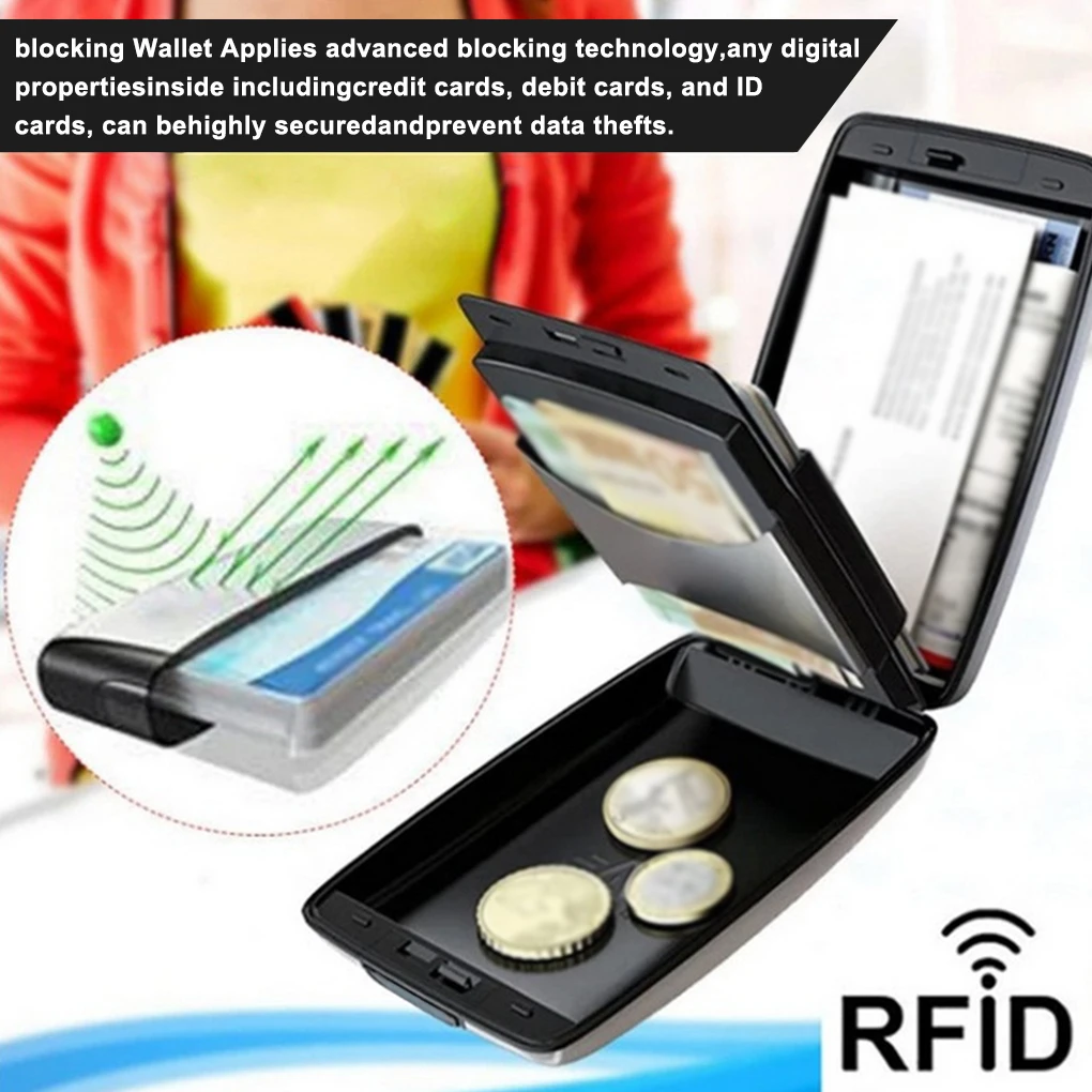 Безопасный RFID-кошелек с отделением для денег и денег, мужской, женский, мужской, металлический RFID-кошелек, винтажная Алюминиевая сумка, Прямая поставка