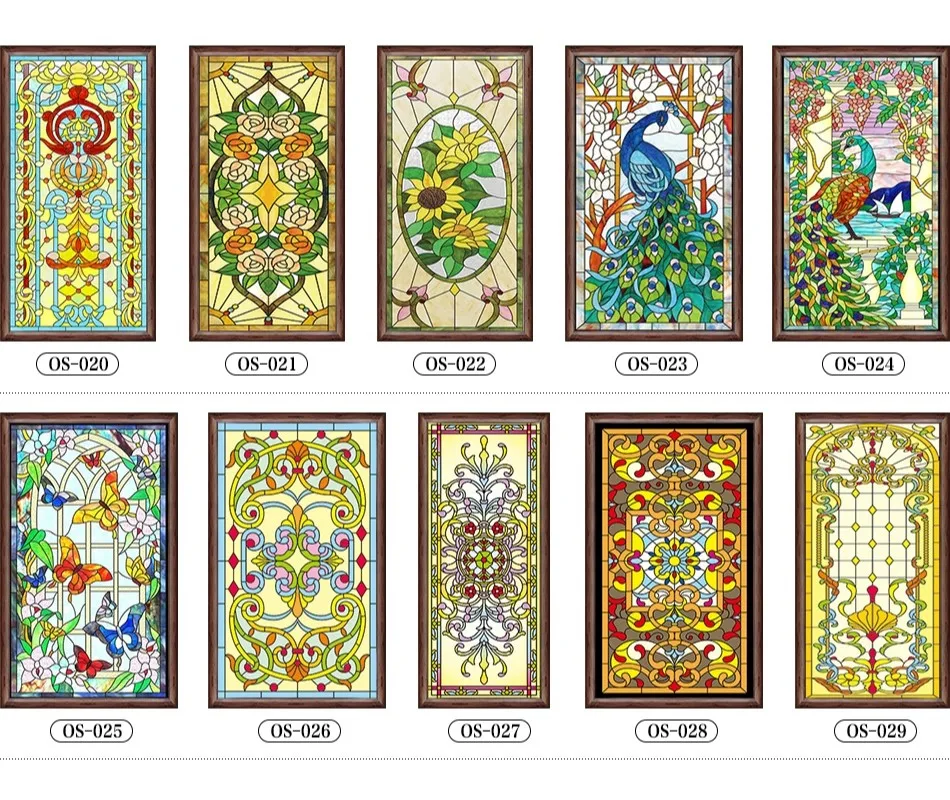 Custom Size window film No glue scrubs translucent church stained glass