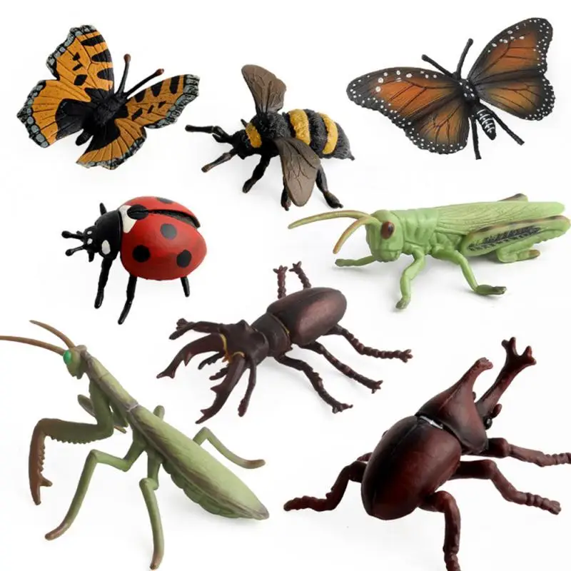 

8 Styles Insect Collection Praying Mantis / Butterfly / Bee / Stag Beetle / Grasshopper / Ladybug Realistic Animal Toy Halloween