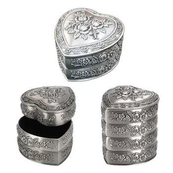 

Vintage Heart Shaped Treasure Storage Box,Rose Rotating Jewelry Box