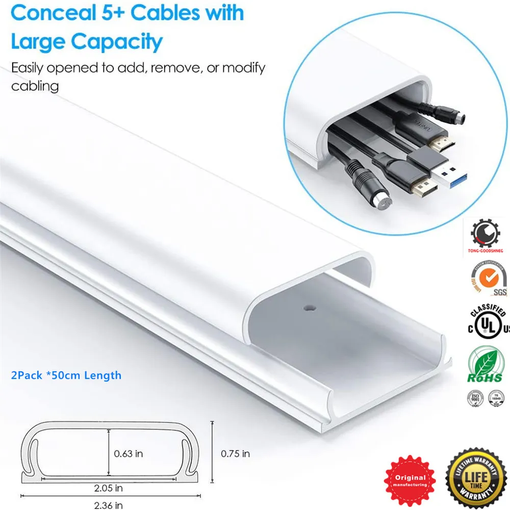 Tv Cable Hider Cord Cover For Wall Mounted Tv ,tv Cable Concealer -  Paintable Wire Cover Raceway Kit W2.3 H0.7, White - Cable Sleeves -  AliExpress