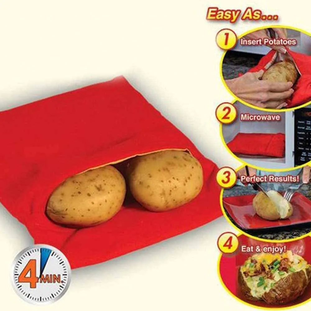 Washable Cooker Bag Convenience Microwave Oven Potato Bag Easy To Cook Pocket Fast Baked Potatoes Rice Pocket Kitchen Gadgets