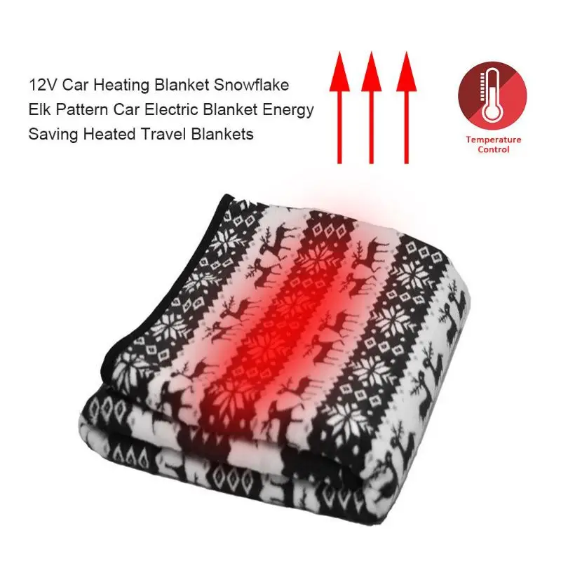 

12V Electric Car Blanket Heated Travel Winter Camping Trip(60"x 40",Black White) Q1QC
