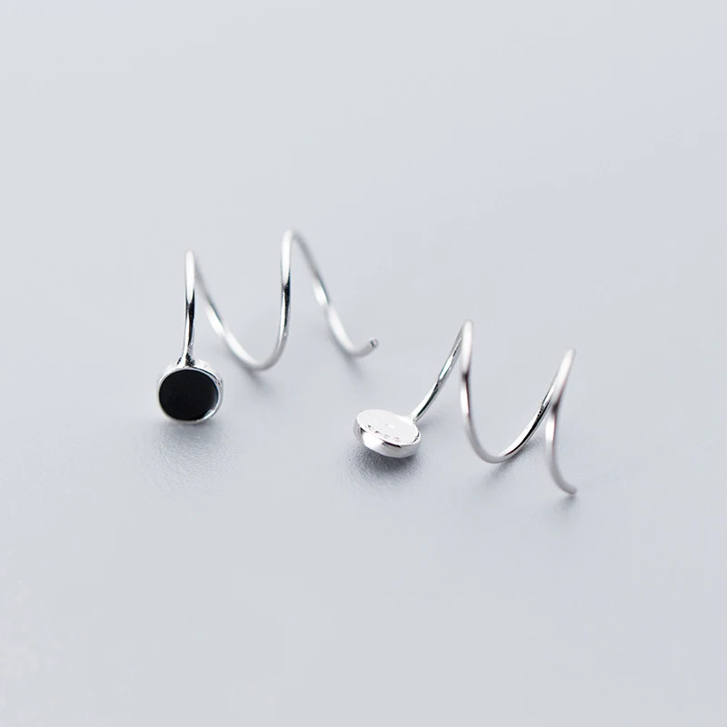MloveAcc 925 пробы серебряные серьги для женщин и девочек Треугольные звезды сердце спиральные уха кости уха пряжки мини двойное кольцо серьги - Окраска металла: MC15487