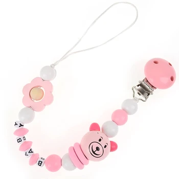 

Infant Pacifier Wooden Newborn Baby Pacifier Chain Beads Clip Teether Chain Chew Baby Teether Toys Dummy Clip Nipple Holder