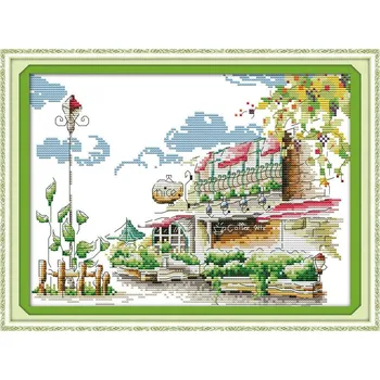 

Coffee House DMC Cross Stitch 11CT 14CT DIY Needlework Counted China Cross Stitch Kits For Embroidery Crafts Home Decor Free