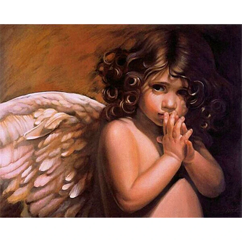 

Baby Angel Theme DIY Oil Painting Paint by Numbers with 4050 Colorful Canvas and inner frame for kill time and bored