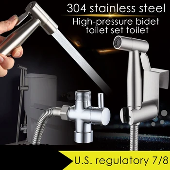 

Handheld Toilet Bidet Faucet Stainless Steel Hand Bidet Sprayers Brushed Water Gun Spray Gun for Shower Bathroom Cleaning Tools
