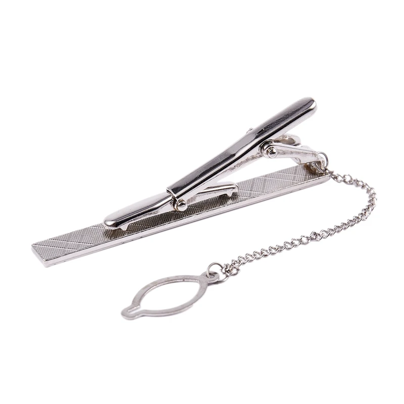 Mens Plain Silver Chrome Stainless-Steel Standard Tie Clip Clasp Bars Pins Bl_hg 