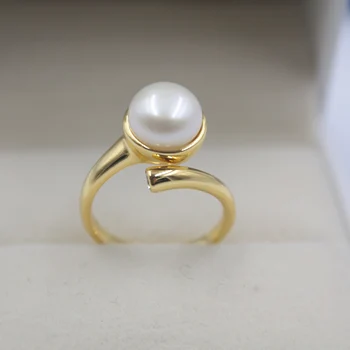 

Real S925 Silver Ring Mother of Pearl For Women Round 8-9mm Ring Size US 6-9 New Gift Open Ring