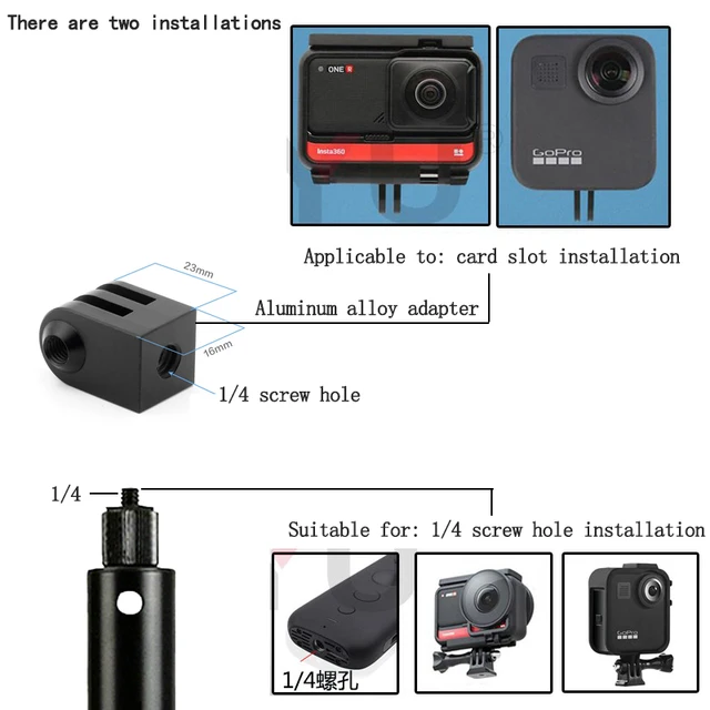 Adattatore Treppiede 1/4" Per Insta360 X4/X3/ONE X2 - 2 Pezzi In Alluminio - Foto 9