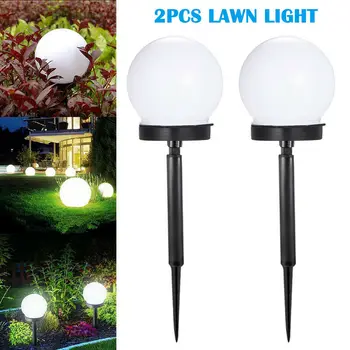 

2pcs LED Solar Power Outdoor Garden Path Yard Ball Light Solar Bollard Stick Lights White Light Courtyard Lawn Road Ground Light