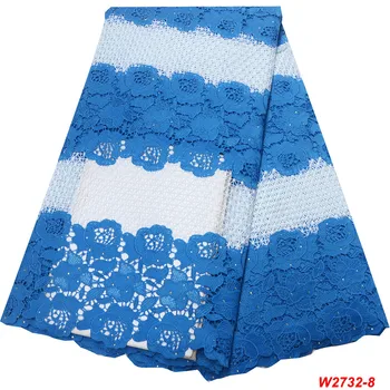 

2019 Nigerian Lace Fabrics For Wedding Guipure Lace Fabric Hot Selling African TQ Blue Cord Lace wedding Dress Fabrics W2-732