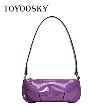 

TOYOOSKY Vintage Baguette Shape Bags Designer Women Handbags French Style Ladies Shoulder Bag Female Tote Bags Hot Purple