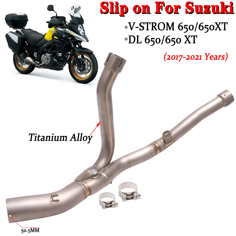 51mm Motorcycle Exhaust Muffler Middle Link Pipe For SUZUKI V-STROM 650/650 XT DL650 DL650 XT 2017-2021 Titanium Alloy Connector
