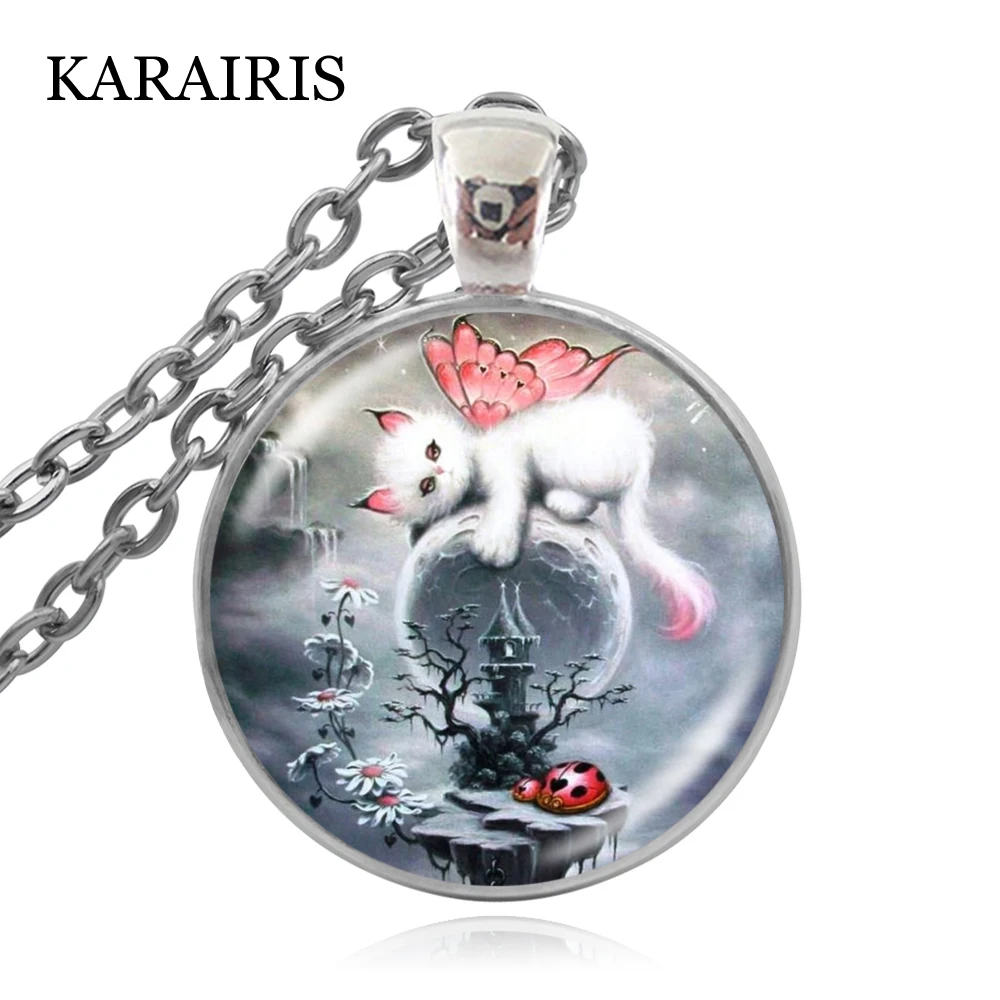 Ожерелье KARAIRIS с милым котенком и замком подвеска котенок художественный принт