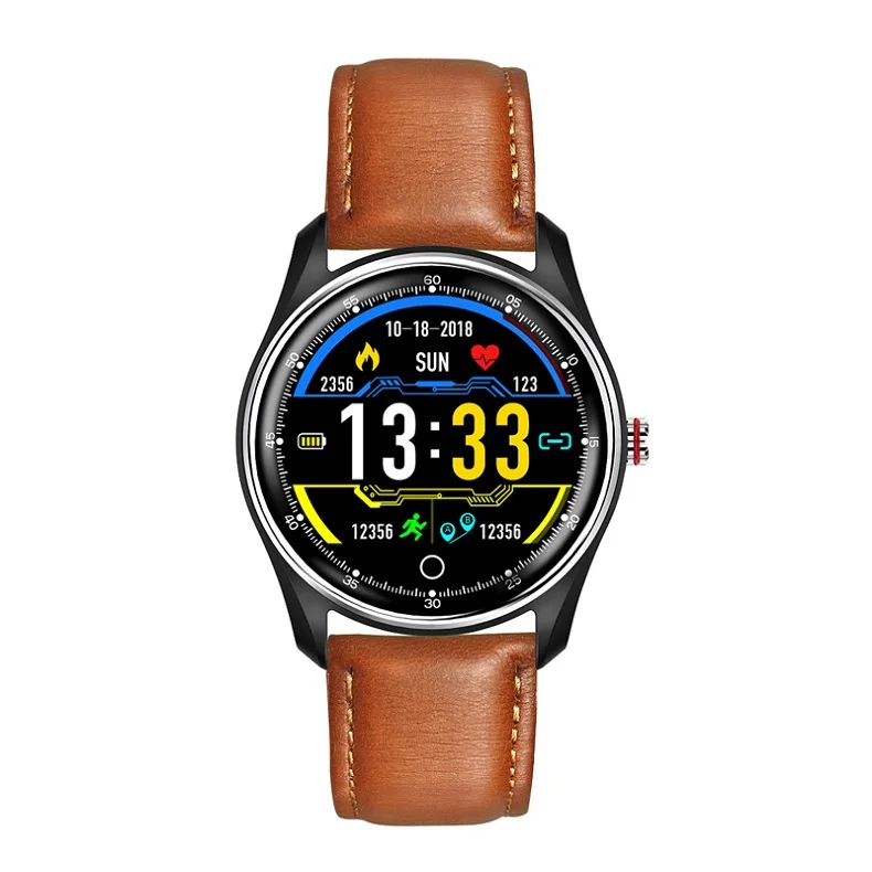 brown leather LYKRY Смарт-часы для мужчин PPG+ ЭКГ IP68 Водонепроницаемые часы для измерения сердечного ритма спортивные Смарт-часы для Android IOS PK N58 Q9 - Цвет: brown leather