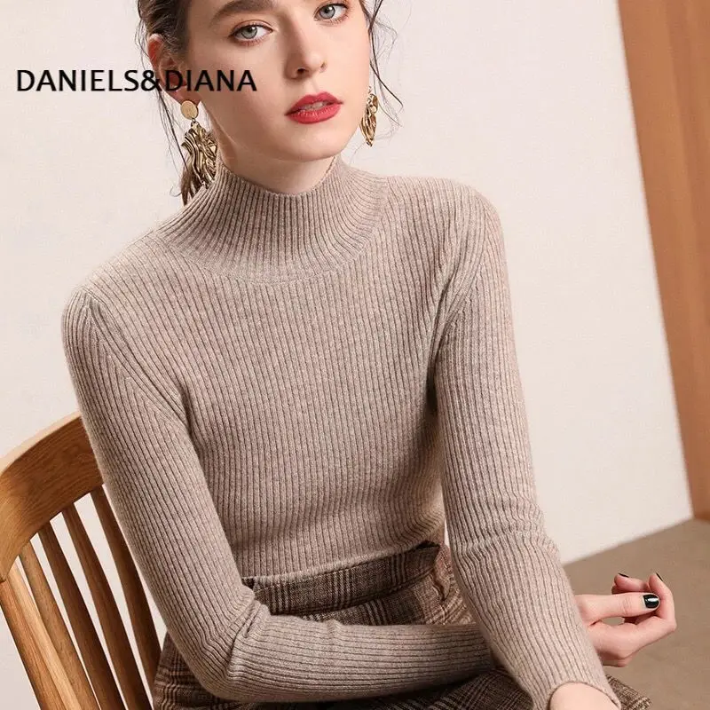 Брендовый вязаный джемпер осенне-зимние топы водолазка пуловеры Повседневные