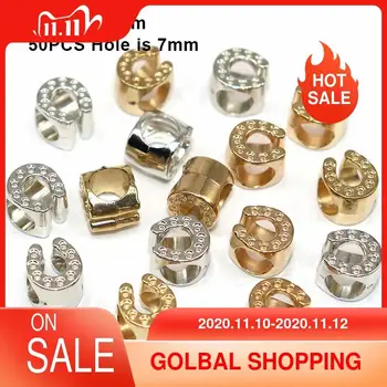 

10*9mm 50/100pcs Big Hole Bead CCB Horseshoe Buckle Beads Silver Plated Spacer European Bead for Jewelry Making (not Metal)