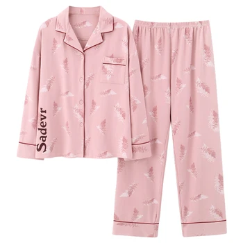 

Soft Pajamas for Woman Front Pocket Turn Down Collar Homeclothes Pajamas Woman Pjs Woman Ladies Pajamas for Woman Preppy Style