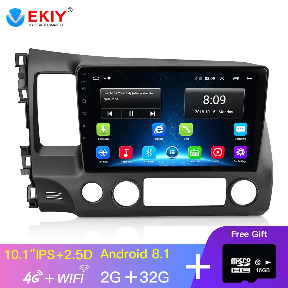  EKIY Android Car Multimedia Playe Car Radio Multimedia Video Player Navigation GPS For Honda Civic 