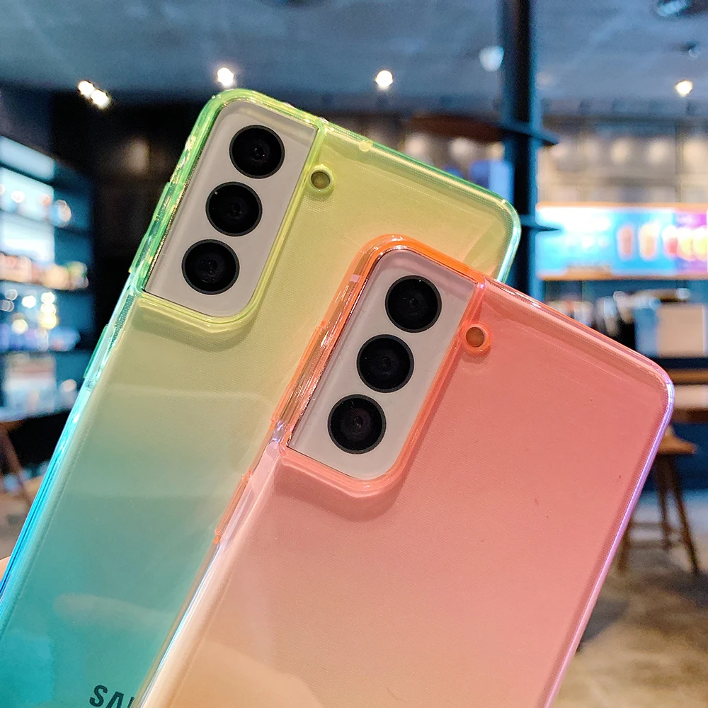 Luxury Gradient Silicone Soft Case For Samsung Galaxy A72 A52 A71 A51 A50 A70 S21 S20 Fe S10 Plus Note 20 Ultra Thin Clear Cover
