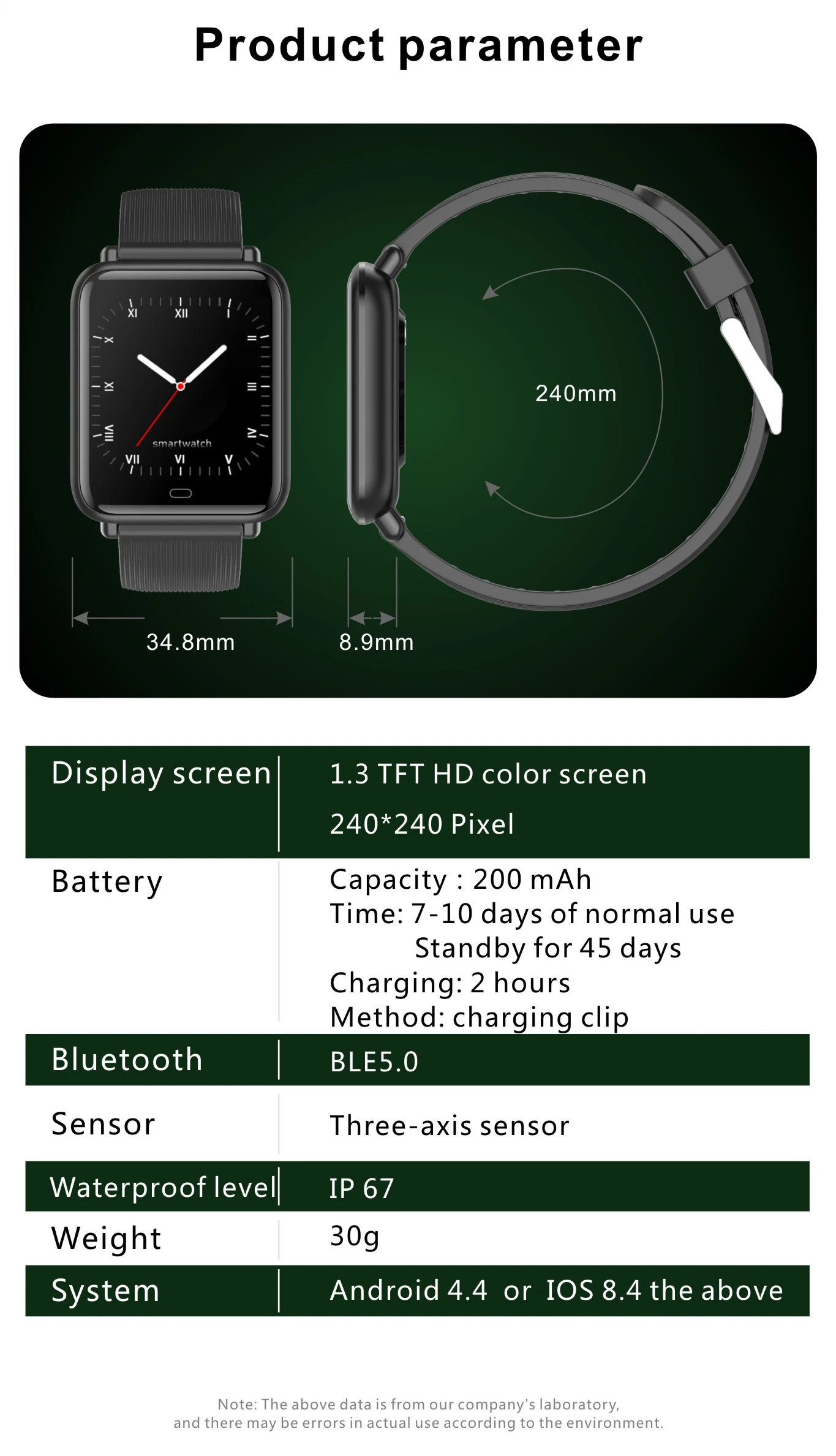 2022 Body temperature,Whole snack rate monitoringBlood oxygen monitoringMultiple sports modes,Caller ID and rejection Smartwatch