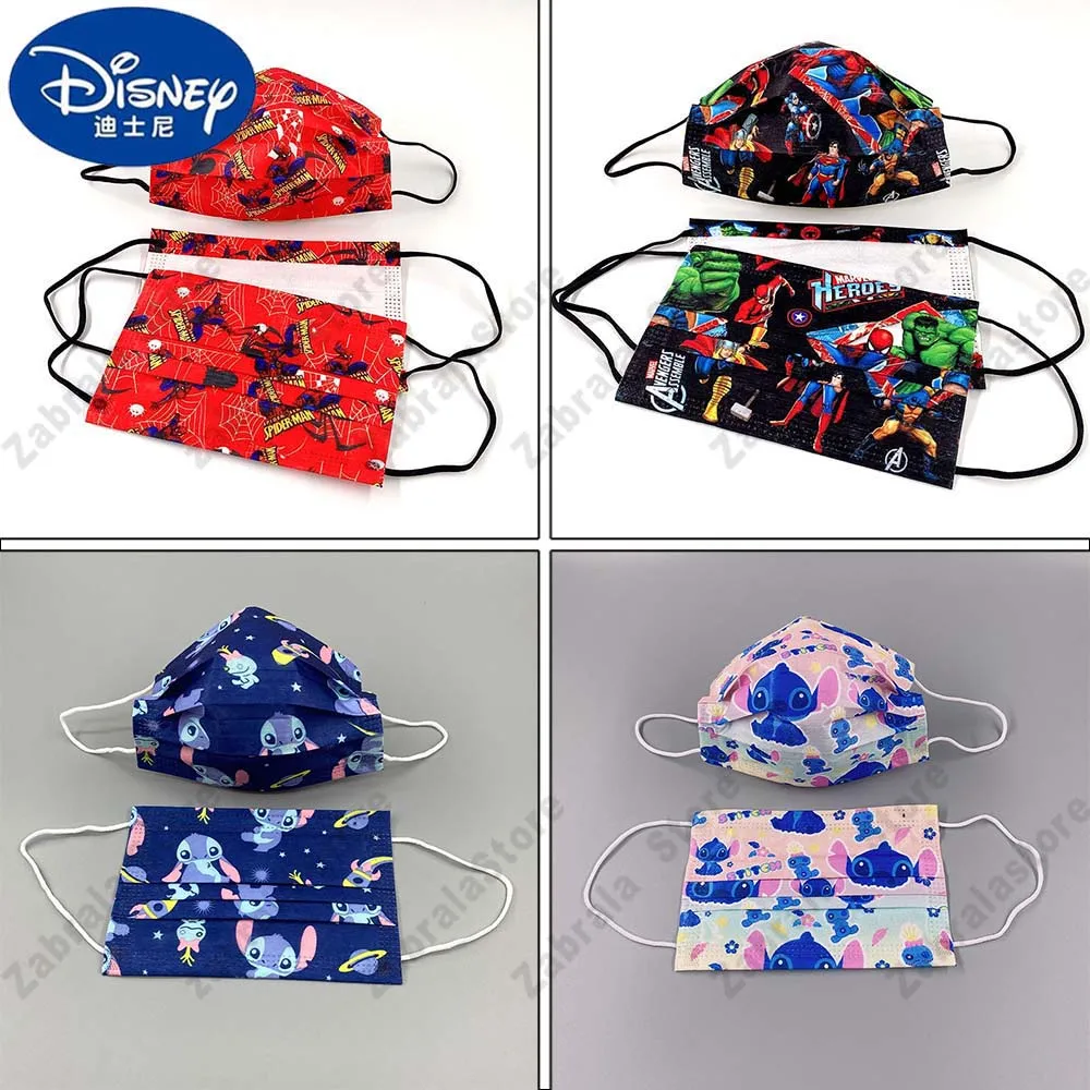 

40/80Pcs Disney Disposable Children's Masks Fashion Kids Mascara Cartoon Anime Face Masks 3-Layer Protective Breathable Masque