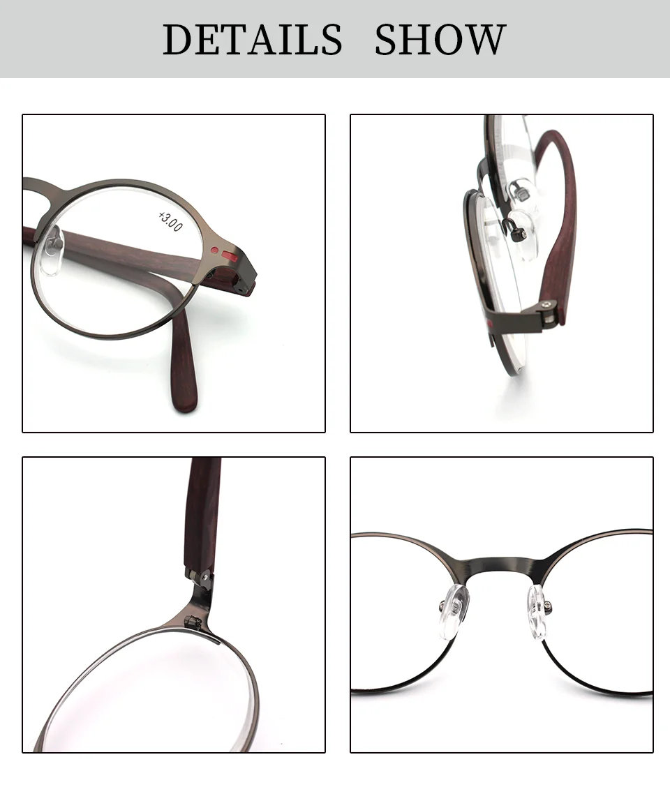 KAEDEK 2025 Lesebrille mit Holzmaserung für Damen und Herren, modische Brille, männlich, weiblich, Dioptrien – Detail 4