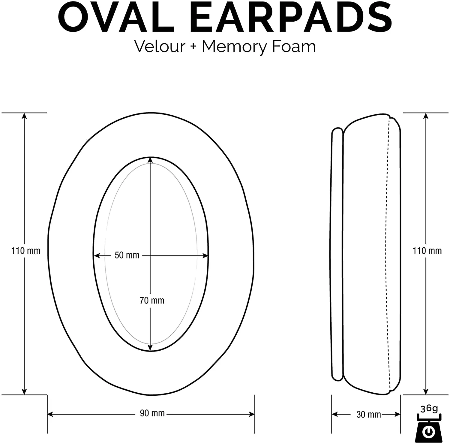 Brainwavz-substituições de Almofadas para Orelha Substituições de Acolchoados para Velocidades Espuma de Memória e Homens Shure Hifoman Philips Fostex Velour Akg - Image 5