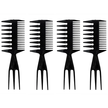 

4PCS Professional Double Side Tooth Combs Fish Bone Shape Hair Brush Barber Hair Dyeing Cutting Coloring Brush Man Hairstyling T