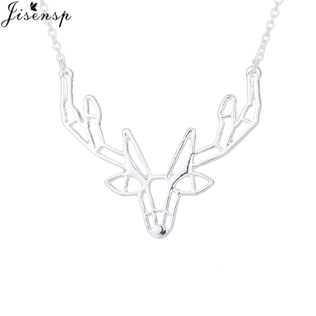 Trendy Origami Antler Pendant Necklace Retro Elk Deer Horn Necklace Choker Fashion Jewelry for Women Men Christmas Gift
