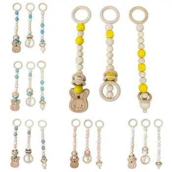 

3 Pcs/set Baby Fitness Rack Pendant Cartoon Rabbit Molar Bead Pull Ring Toys