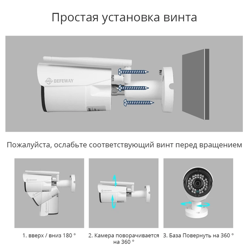 DEFEWAY 4CH H.265+ Беспроводной CCTV Системы 1080P HD DVR NVR kit с 1 ТБ Открытый ИК ночного видения IP Камера Wi-Fi Камера безопасности Системы 4 предмета в комплекте