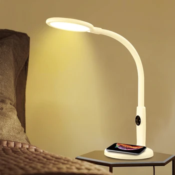 

LED QI Wireless Charging Desk Lamp Touch Table Lamps For Living Room Gooseneck Desktop Folding Dimming Book Reading Light