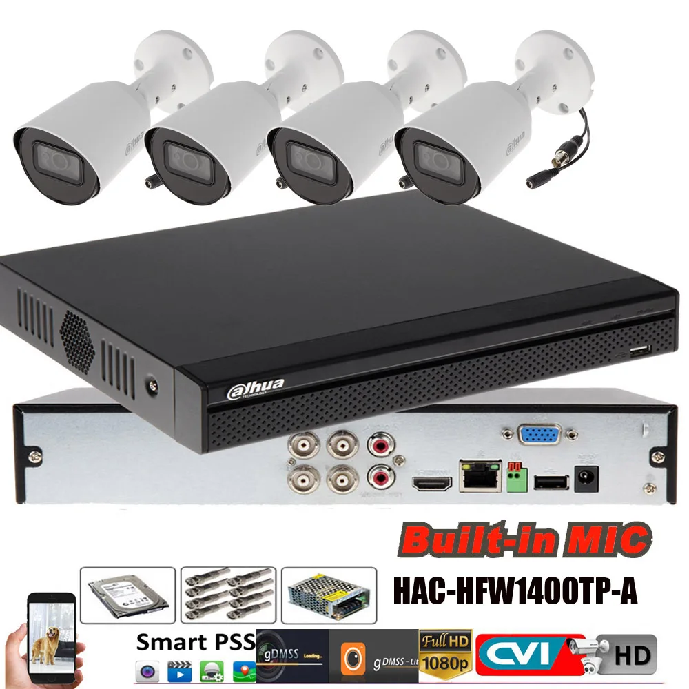 Многоязычная система dahua CVI 4 МП DVR с канальным встроенным микрофоном