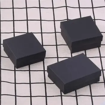 

48Pcs Small Size Jewelry Cases Black Kraft Paper Jewelry Box Storage Box (Black)