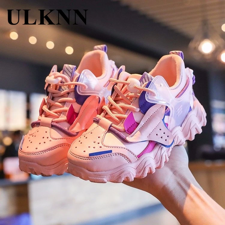 

ULKNN Girl's Sneakers Children Sports Shoes Spring Autumn Rubber Sole Non-Slip Shock-Resistant Student Casual Footwear Flat