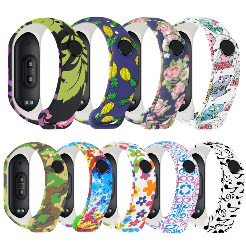 Универсальный силиконовый ремешок для Xiaomi Miband 3 4 5 цветной водонепроницаемый