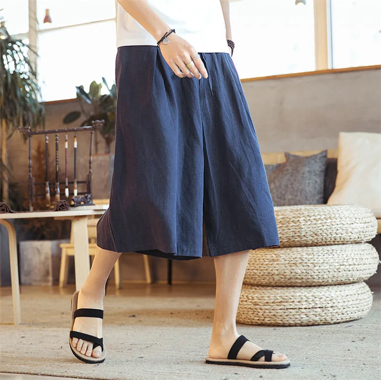 Men's wide leg Crotch Harem Pants 5XL 6xl 7xl Summer cotton linen Trousers Plus Size Male streetwear Pants black white gray red wide leg pants
