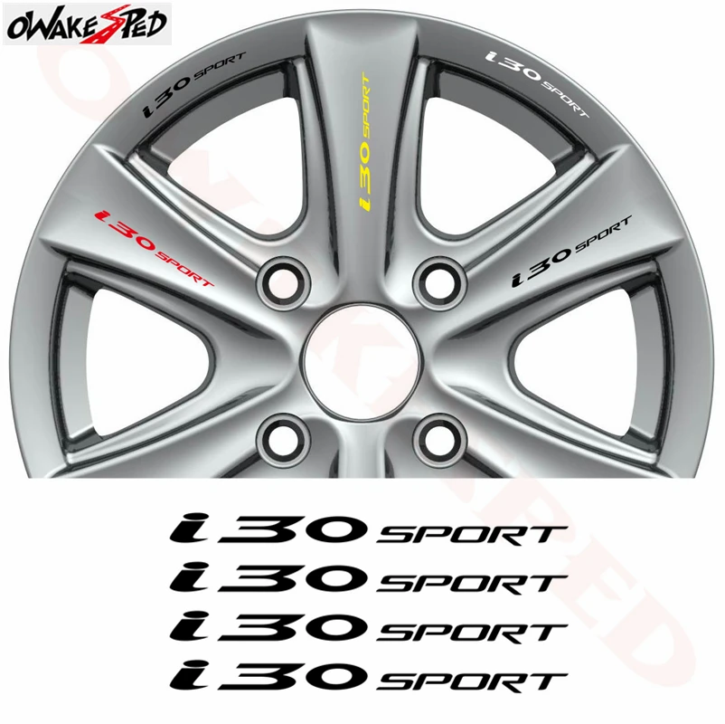 

4pcs Car Stickers For Hyundai i30 Sport Styling Rims Alloy Wheel Decor Decals Auto Body Doorknob Temp Brake Caliper Sticker