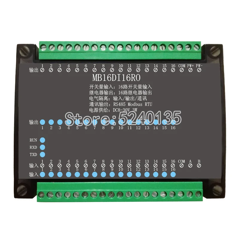 

16DI/16RO 16 way Digital Isolation Input Module 16 Channel Relay Output Data Acquisition Control Board RS485 Modbus Module