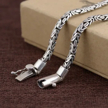 

S925 Silver Necklace Retro Craft Simple Men's Weaving Style Necklace