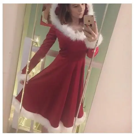 Рождественское платье женские платья рождественское праздничное с Санта