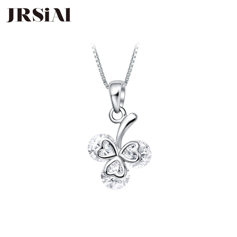 

JRSIAL S925 Sterling Silver Flower Pendant Clavicle Chain Set with Zircon Simple Accessories Student Forest Necklace