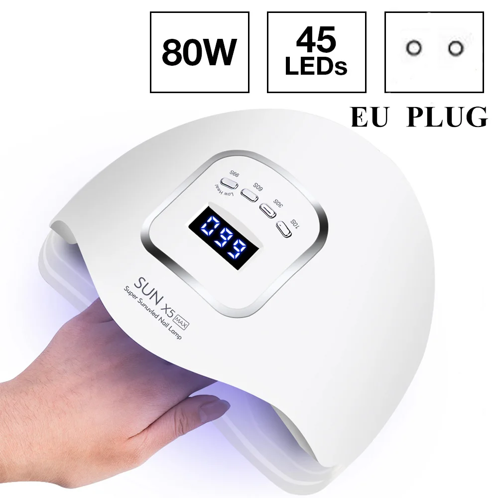Dmoley 54/80 Вт Сушилка для ногтей Светодиодная УФ-лампа для ногтей 36/45 светодиодный s лампа для отверждения УФ-гель для ногтей с Сенсор ЖК-дисплей Дисплей ногтей инструменты для ламп - Цвет: EU 80W