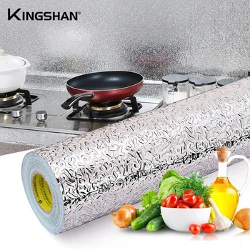 Kitchen Oil proof Sticker 40x100cm Waterproof Aluminum Foil Kitchen Stove Under Cabinet Self Adhesive Wall Sticker DIY Wallpaper