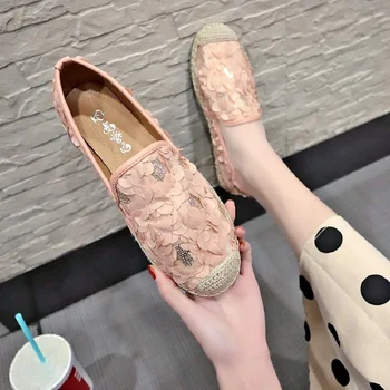 

Summer Women Flat Shoes Soft Casual Loafers Ballet Flats Sweet breathable Espadrilles Slip On Moccasins Ladies Footwear 4h36